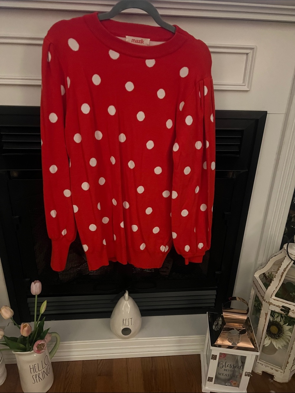 Mazik Red Sweater with White Polka Dots